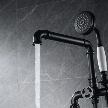 Ruth Black Freestanding Tub Faucet Clawfoot Tub Faucet with Hand Shower
